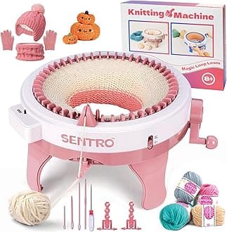 BZVV SENTRO Knitting Machine, 48 Needles Smart Knitting Crochet Machine with Row Counter for Adults and Beginners, Weaving Loom Machine Kit for Christmas New Year Gifts (Pink)