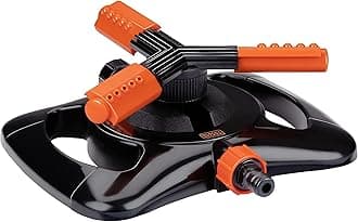 Black & Decker Lawn Sprinkler 3 Arms - 360° Watering - 25 x 24 x 8 cm - Garden Hose Connector - Black/Orange