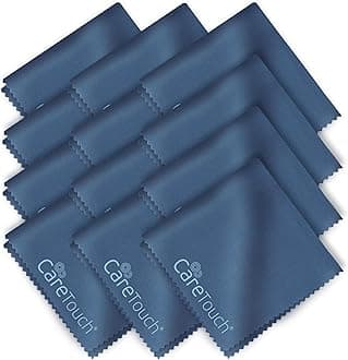Care Touch Eyeglass Cleaning Cloth - 12 Pack of Microfiber Cleaning Cloth for Glasses, Lenses, Phones and Screens - Large, Lint-Free, Reusable and Scratch-Free - 6 x 7 Inches - Navy
