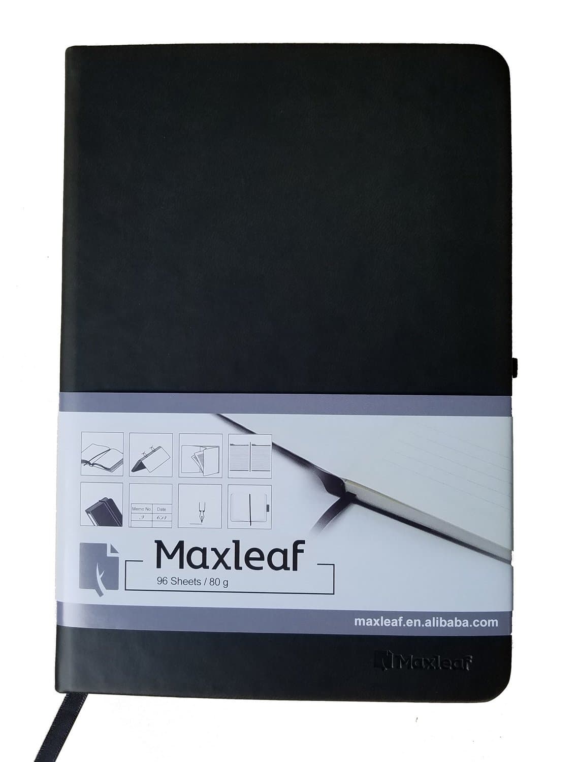 Maxleaf A4 Size Diary Leather Cover Note Book 96 Sheets 80 GSM Ruled 11.7 by 8.3 inches（297 x 210 mm） (Classic Black)