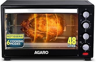 - AGARO Marvel 48 Liters Oven Toaster Griller, Motorised Rotisserie and Convection Cake Baking OTG with 3 Heating Mode, (Black)