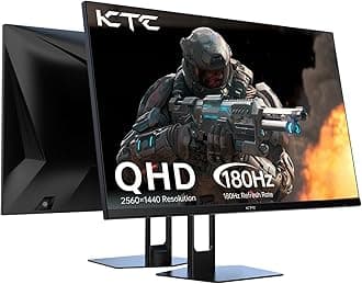 27” Gaming Monitor 180Hz QHD(2560× 1440p), 1MS,Fast IPS Monitor,122% sRGB,1X DP & 2X HDMI,HDR 10,VESA,FreeSync 144Hz 2K Monitor Black