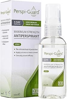 Maximum Strength Antiperspirant Spray, Strong Deodorant for Excessive Sweating & Hyperhidrosis Treatment, Lasts up to 5 Days - Unscented (50ml)