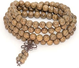 Mala Beads Bracelet for Men Women 108 6mm Wood prayer Beads Elastic Cord