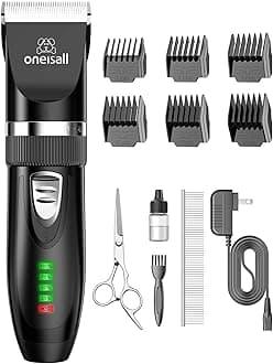 oneisall Quiet Cat Clippers for Matted & Long Hair, 2-Speed Cordless Pet Shaver Grooming Kit for Cats, Small Dogs & Animals (Black)