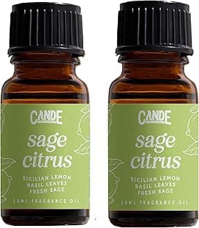 CANDECraftCo Premium Fragrance Oil – Diffuser Oils Fragrances Scented for Home, Candle Soap Making Supplies, Aromatherapy Blends for House (0.34 Fl Oz) (2-Pack, Sage Citrus)