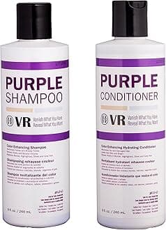 Purple Shampoo and Conditioner for Blonde, Silver, and Gray Highlighted Hair - Lightening, Paraben-Free, Cruelty-Free, Sulfate-Free (8 fl/oz, DUO)