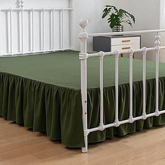 Bed Skirt Full Size Ruffled Bed Skirts with Split Corners, 18 Inch Drop Dust Ruffle Bed Skirt with Platform, Green, Full - 18" Drop