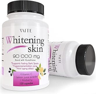 VAITE Glutathione Whitening Pills - Dark Spots & Acne Scar Remover - 5000 - Made in USA - Vegan Skin Bleaching Pills with Anti-Aging & Antioxidant Effect - 120 Capsules