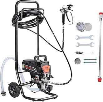 VEVOR Spray Paint System 950W 3000PSI Airless Sprayer with Cart Paint Gun with Hose 15m 2L/Min for Indoor Outdoor Painting Supplies Fences