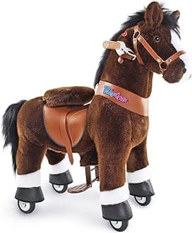 PonyCycle Mechanical Ride On Pony Hobby Horse Toy with Wheels Classic Model U Plush Walking Animal Rideable Horse for Toddlers Ages 3-4 Indoor Outdoor Riding Horse Toy Chocolate Ux321