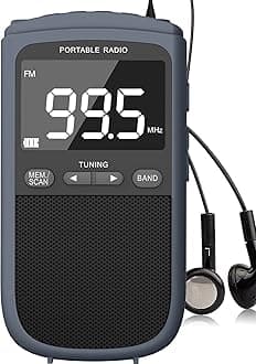 AM FM Walkman Radio:900mAh Rechargeable Portable Transistor Pocket Radio with Best Reception Digital Tuning, LCD Screen,Stereo Earphone Jack, Sleep Timer and Alarm Clock for Jogging,Walking Grey