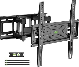 - Full Motion TV Wall Mount for Most 32-70 inch TVs up to 99 lbs, Wall Mount Bracket with Dual Articulating Arms, Swivel, Tilt, Max VESA 400x400mm, TV Mount Fits 12”/16” Wood Studs