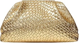 QWINEE Women's Woven Evening Bag Dumpling Clutch Purse No Strap Handbags Elegant Faux PU Leather Clutch Bag | Woven, No Strap, Elegant, Faux PU Leather