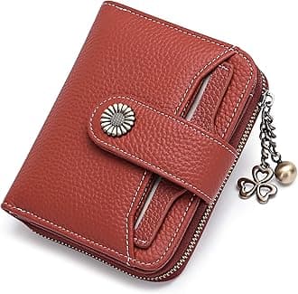 SENDEFNWomen's Small Purse, Women's Genuine Leather, with Coin Compartment, Small Zip Wallet, Card Holder, with RFID Blocker, BJ_Classic Brown, Retro