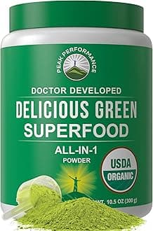 Organic Greens Superfood Powder. Best Tasting Organic Green Juice Vegan Super Food with 25+ All Natural Ingredients for Max Energy and Detox. Spirulina, Spinach, Kale, Probiotics
