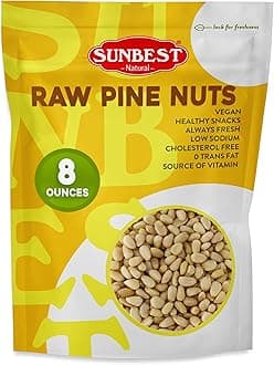Raw Pine Nuts, 8oz – Unsalted & Unroasted – Shelled Pignoli Nuts For Pesto, Baking, Salads & Cooking – Non-GMO, Vegan, Healthy Snack
