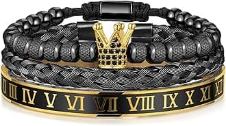 3PCS Stainless Steel Bracelets for Men Gold Roman Numeral Bangle Bracelet Twisted Cable Bracelet Adjustable Cuff Bracelet Mens Luxury Jewelry Bracelets Gifts