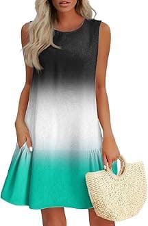 CHRATLHI Summer Dresses for Women 2025,Lightning+Deals+of+Today+Prime Boho Hawaiian Mini Dress A-Line Sundresses Ruffle Casual Tie-dye Sleeveless Tank Dress Beach Vacation Clothes Black XL