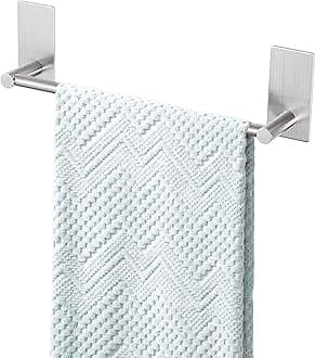 Adhesive Towel Bar 9-inch, Stick On Bath Towel Rack, Hand Towel Holders, No Drilling on Wall - Brushed Nickle