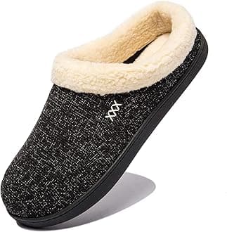 Men's Warm Memory Foam Suede Plush Fleece Lined Slip on Indoor Outdoor Clog House Slippers