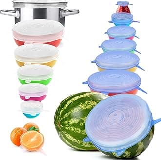 YXYL 14 PCS Reusable Silicone Stretch and Seal Lids for Food Storage, Flexible Round Silicone Bowl Covers, 7 Different Sizes - Keep Food Fresh