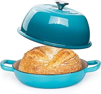 Enamelled Cast Iron Dutch Oven Pot – Dutch Oven For Sourdough Bread Baking – Cast Iron Bread Pot – Blue, 6 Quarts, 26cm – by Nuovva