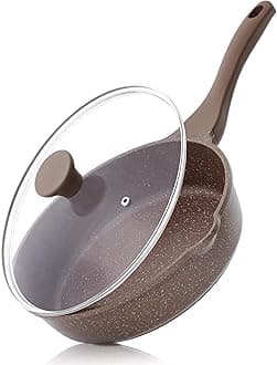 SENSARTE Nonstick Deep Frying Pan Skillet, 10-inch Saute Pan with Lid, Stay-Cool Handle, Cooking Pan, Healthy Stone Cookware Induction Compatible, PFOA Free