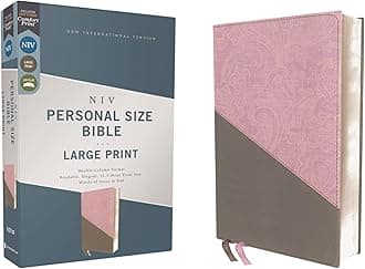 NIV, Personal Size Bible, Large Print, Leathersoft, Pink/Gray, Red Letter, Comfort Print