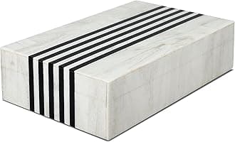 Handicrafts Home Decorative Storage Box with Lid – Black White Modern Remote Holder Box, Coffee Table Organizer, Decorative Storage Box for Living Room & Desk – Mono Sprint 10 x 6 x 2.5