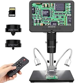 Andonstar AD246S-M HDMI Digital Microscope - 2000x, 3 Lens 2160P UHD Video Record, 7 Inch LCD Soldering Microscope