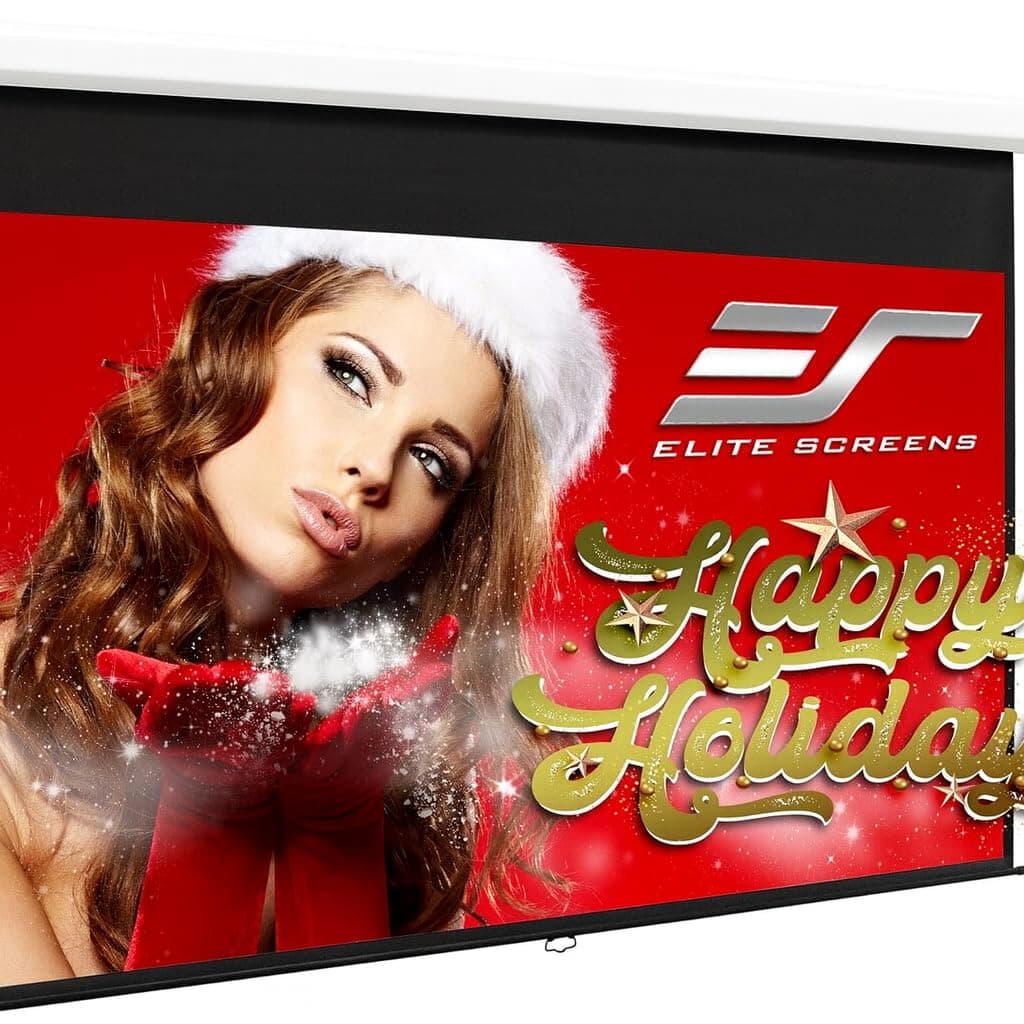 Elite Screens Manual B 100-INCH Manual Pull Down Projector Screen Diagonal 16:9 Diag 4K 8K 3D Ultra HDR HD Ready Home Theater Movie Theatre White Projection Screen with Slow Retract Mechanism M100H