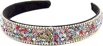 WecoeRhinestone Headbands for Women Crystal Bling Diamond Padded Headband Glitter Sparkly Headband Birthday Girl Headband Retro Hair Accessories Gifts For Women Ladies (Mixed Color)