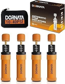 Adjustable Tire Deflator Auto-Stop (10-40 PSI) Offroad Accessories Valve Stem kit 4x4 Tyre Air Down Tool for Truck, Pickup, Motorcycle,Jeep etc. (Orange)