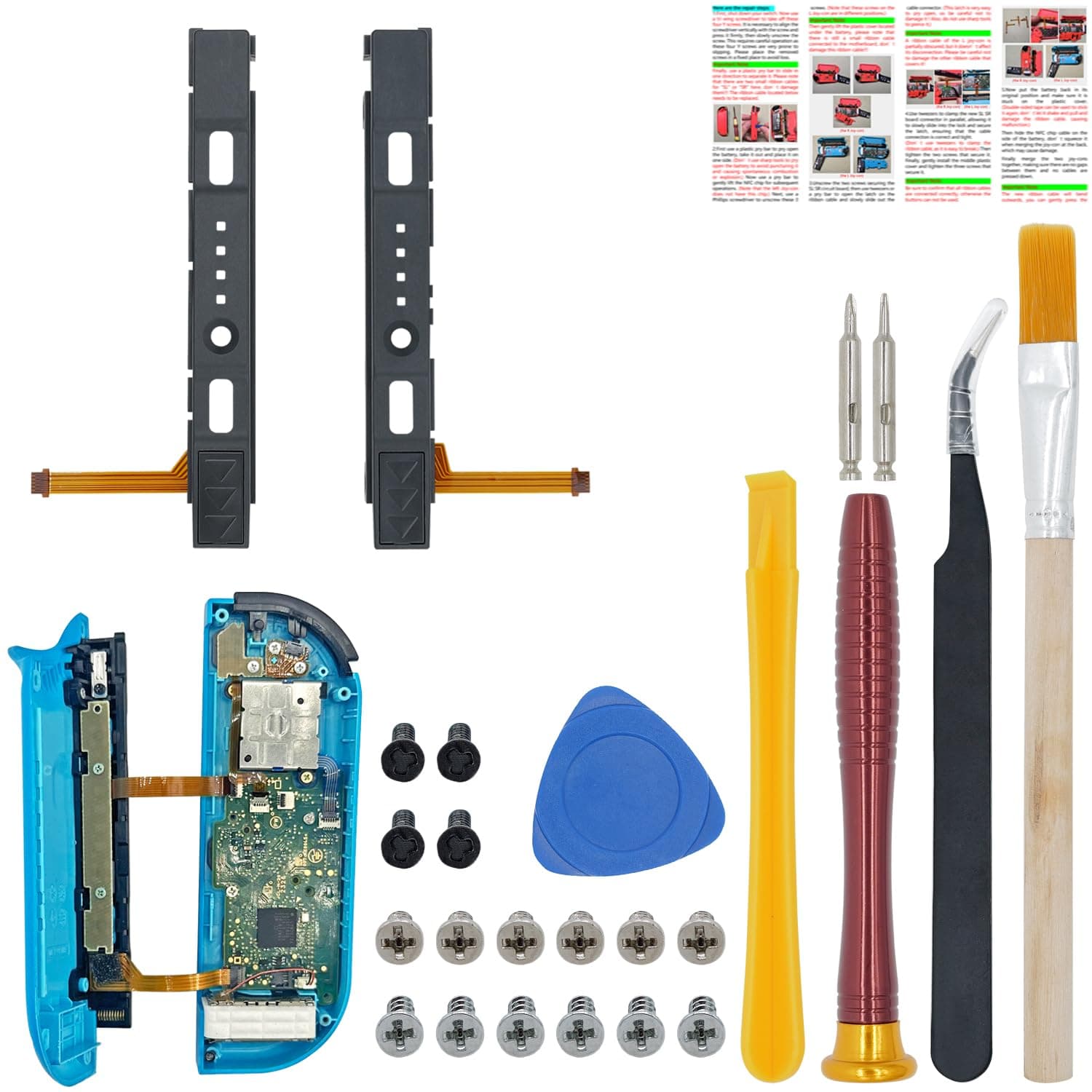 SmaFsan Slide Rail Replacement for Nintendo Switch Joy con Controller, Left Right Slider Rail with Middle Button Holder, Buckle Lock (Left + Right)