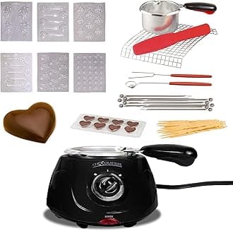 KoolatronCM10M-BB Total Chef Black Chocolatiere Electric Chocolate Fondue/Melting Pot and Candy Making, 250 gm Capacity, with 32-Piece Accessory Kit for Dessert, Special Occasion, Family Dinner, 30 W