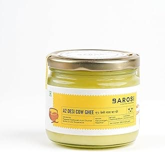 Barosi Premium A2 Cow Ghee 300 ml | A2 Danedar Desi Ghee | Churned from Curd with Bilona Method | Pure & Aromatic | Organic, Farm Made in Small Batches | Glass Jar Packing