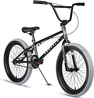 Freestyle BMX Bike, 18 Inch Kids Bicycle for 5-9 Years Old Kids and Beginner Level Rider, Black with Grey Tires