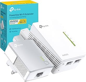 TP-Link TL-WPA4221 KIT AV600 Powerline WiFi Extender Kit, Up to 300Mbps, 2+1 Ethernet Ports, HomePlug AV, Wi-Fi Hotspot, Boost Home Internet Signal, Powerline Adapters, Plug & Play, UK Plug