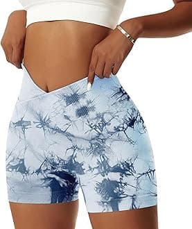 Vertvie Women's Workout Gym Shorts Booty V Cross Spandex Yoga Biker Shorts Scrunch Butt High Waisted Athletic Leggings