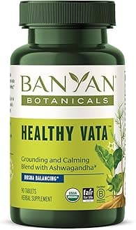 Banyan Botanicals Organic Healthy Vata –Grounding & Stability Supplement–with Ashwagandha, Shatavari & Mucuna–Natural Support for Restful Sleep, Dryness & Scattered Thoughts-90 Tablets-USDA Organic