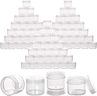 100 Count Clear Plastic Sample Containers 20g Empty Jars Cosmetic Containers with Lids Leak Proof Lip Balm Containers