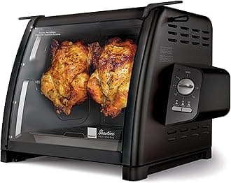 Ronco Showtime Large Capacity Rotisserie & BBQ Oven Modern Edition, Simple Switch Controls, Silicone Door Tie, Auto Shutoff, Includes Multipurpose Basket
