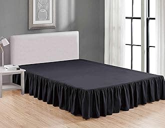 Sheets & Beyond Wrap Around Solid Luxury Hotel Quality Fabric Bedroom Dust Ruffle Wrinkle and Fade Resistant Gathered Bed Skirt 14 Inch Drop (Full, Black)