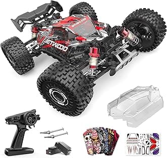1:16 Fast RC Car, Brushless 42MPH Remote Control Car for Adults - High Speed 4WD RTR RC Truck with 2 LiPo Batteries & DIY Body, JC16EP Red