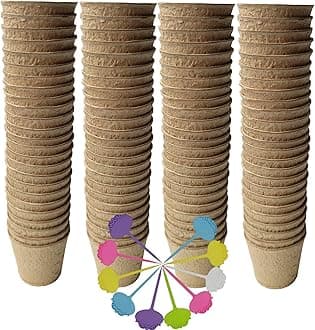 Biodegradable Peat Pots for seedlings, 100 Pack Plant Seed Starter Pots Kit, 2.36inch Succulent Planter Nursery Pots with 10 Plant Markers, Garden Germination Kits