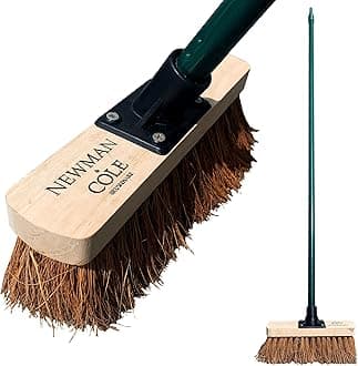 Newman & Cole Soft Broom Indoor and Outdoor, 10" House Broom with Natural Soft Coco Bristles Sweeping Brush and 120cm Screw Fit Solid Metal Handle