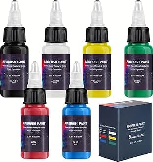 Airbrush Paint 6 Colors, Ready to Spray Airbrush Paint Set, Water-Based Acrylic Air Brush Paints for Metal, Plastic Models, Canvas, Wood, 0.67 Fl Oz/20ml