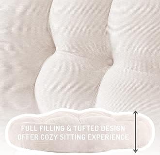 Degrees of Comfort Meditation Floor Pillow, Round Large Pillows Seating for Adults, Tufted Corduroy Cushion for Living Room Tatami, Beige 22 Inch