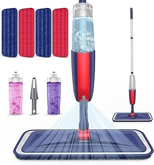 Spray Mops for Cleaning Floors - MEXERRIS Wood Floor Mop with 4 Washable Pads 2 Refillable Bottles - Wet Dry Dust Mops for Hardwood Laminate Ceramic Tiles Floors Cleaning - Home Commercial Mop